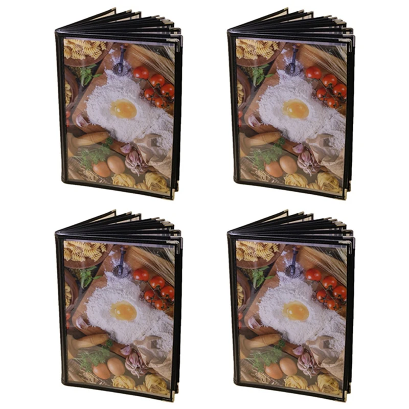 

4X Transparent Restaurant Menu Covers For A4 Size Book Style Cafe Bar 10 Pages 20 View