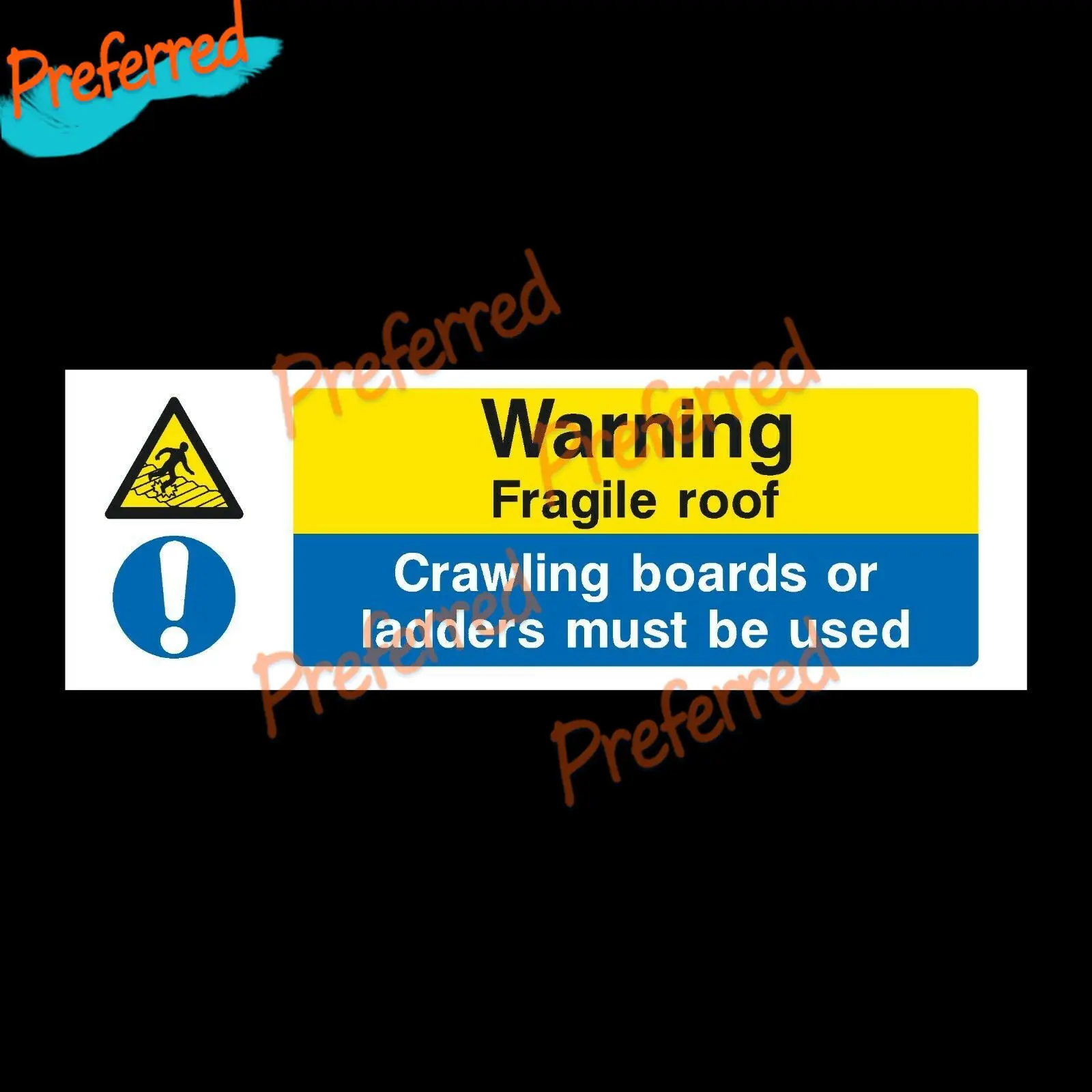 

Warning Fragile Roof 300x100mm Plastic Sign OR Sticker- All Sizes Availabl