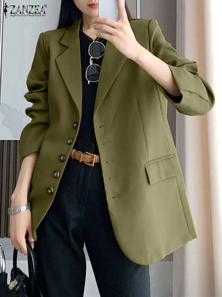 Oversized Women Long Sleeve Blazer Top Casual Spring Autumn Fashion Office Lady Outwear ZANZEA 2023 Solid Suits Coats Work Wears