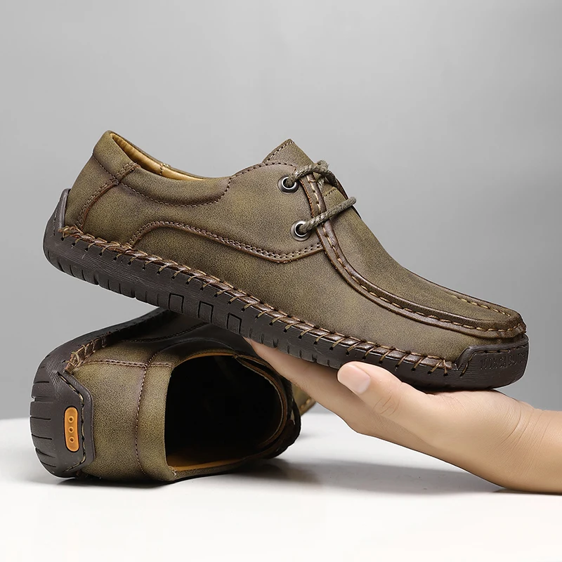 

Туфли мужские из ПУ кожи, Классическая Повседневная дышащая деловая обувь, на шнуровке, черные, большие размеры