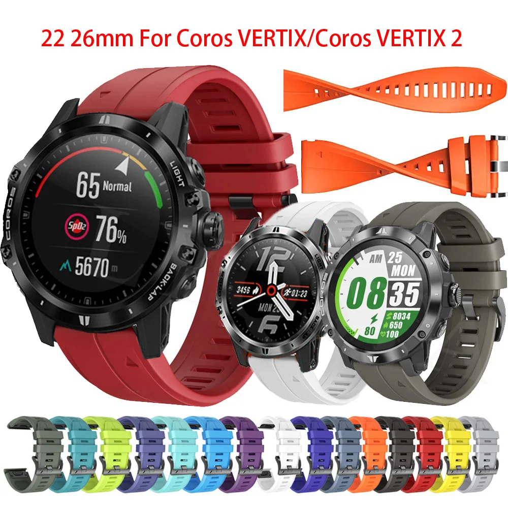 

22 26mm Smart Watch Strap For Coros VERTIX2 Vertix 2 Smartwatch Silicone Quick Easy Fit For Garmin Fenix 7 7X Wristband Bracelet