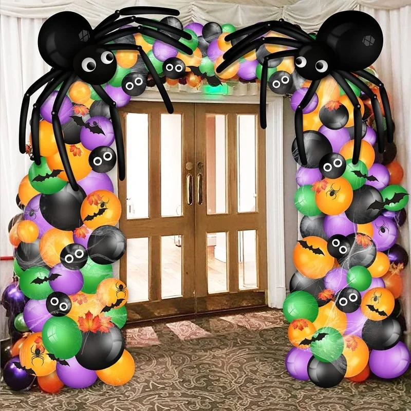 

Halloween Balloon Garland Arch 239Pcs DIY Orange Black Black Cat Bat Pumpkin Mummy Foil Balloons Halloween Boo Party Decorations