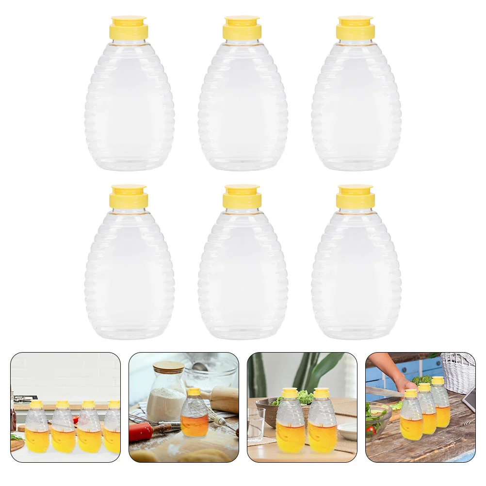 

6Pcs Syrup Bottles Plastic Honey Wedding Favors Jam Dispenser Bottles Honey Bottle Jars Condiment Jar Ketchup Bottle