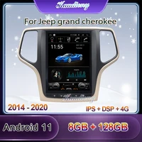 kaudiony tesla style android 11 car radio for jeep grand cherokee dvd multimedia player auto gps navigation stereo 4g 2014 2020
