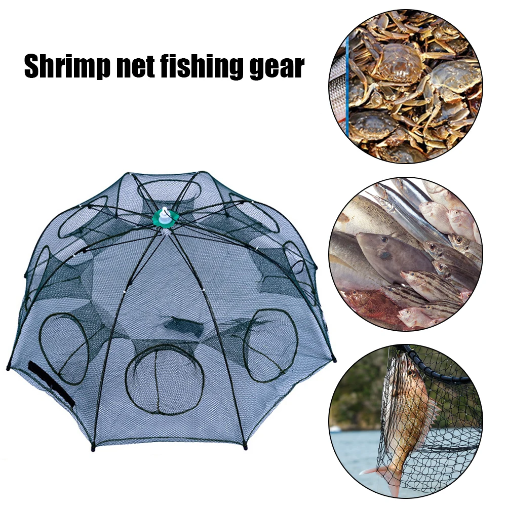 

6/8 Holes Fishing Net Thickened Foldable Catch Trap Shrimp Cage Minnows Cast Mesh Fishing Network Auto Umbrella Net