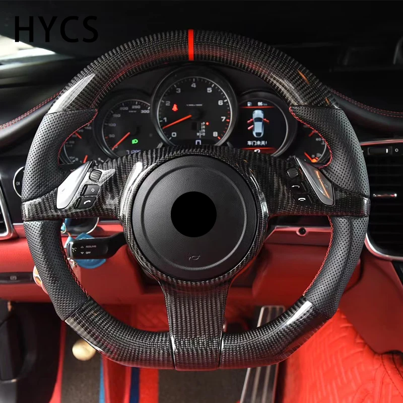 

Car Interior Accessories Carbon Fiber Steering Wheel For Porsche Cayenne 718 Boxster Panamera