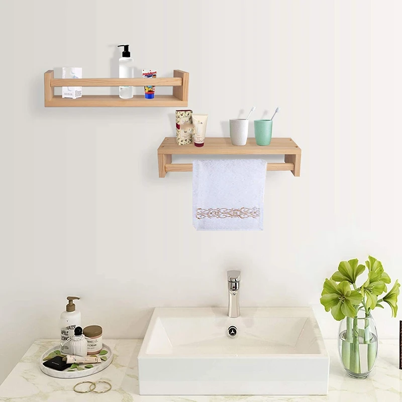 

2Pcs Bookshelf,Natural Wood Floating Wall Bookshelf for Kids,Nursery Shelves for Wall,Bathroom Decor, Kitchen Spice Rack