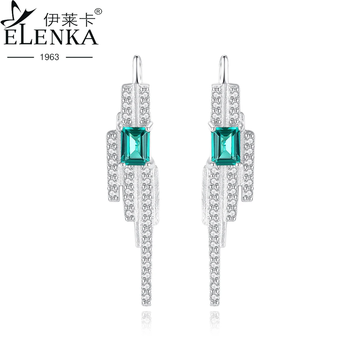

Luxury Emerald Gemstone Stud Long Earrings for Women Unique Design 925 Sterling Silver Green Stone Zircon Christmas Fine Jewelry