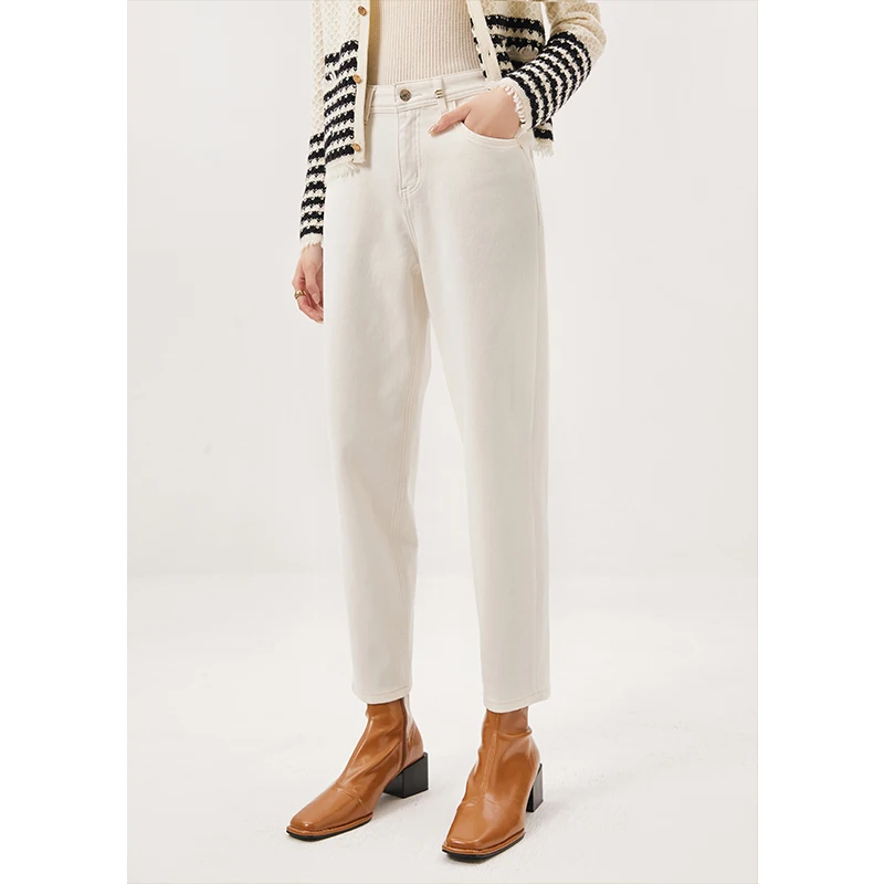 New White Jeans Mujer Pantalones 90% Cotton Full Length  Pockets  Pencil Pants  Casual  Zipper Fly  Winter 2022  Pockets