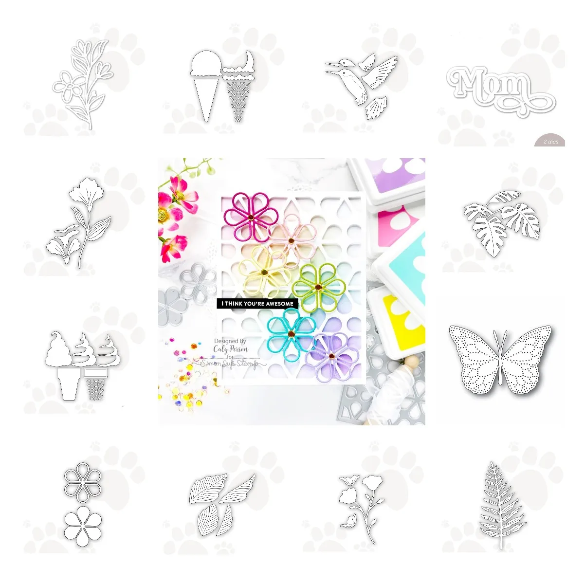 

Металлические штампы с цветами и Колибри, для скрапбукинга