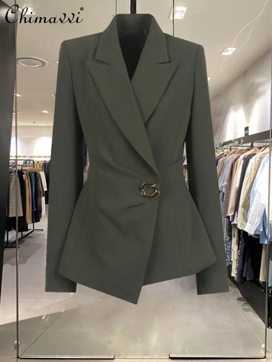 Fashion Design Long Sleeve Suit Coat Women's 2022 Autumn Clothes New Elegant Office Lady Long Sleeve One Button Leisure Jacket