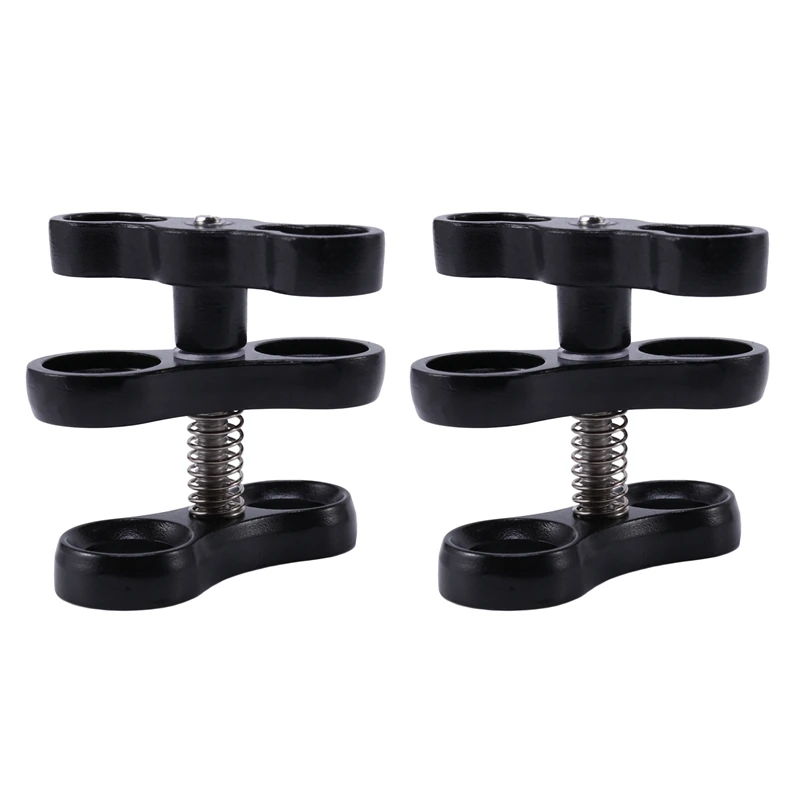

2X Aluminum CNC 1 Inch Ball Butterfly Clip Diving Lights Arm Connected 360 Degree Clip Adapter Bracket Holder