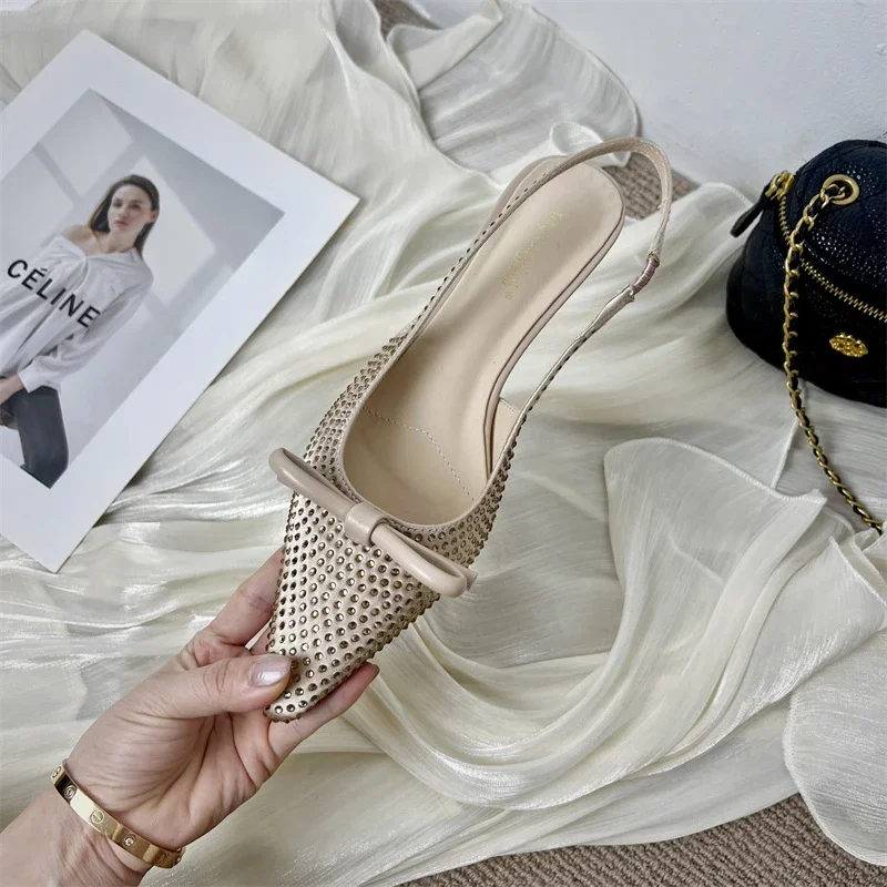 Eilyken элегантные шелковые женские туфли-лодочки с кристаллами пикантные острым