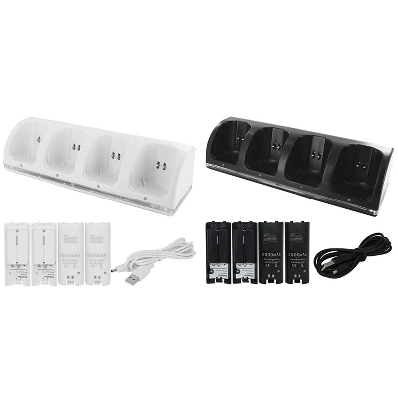 

4 Port Smart Charging Dock With Batteries&USB For WII Game Console