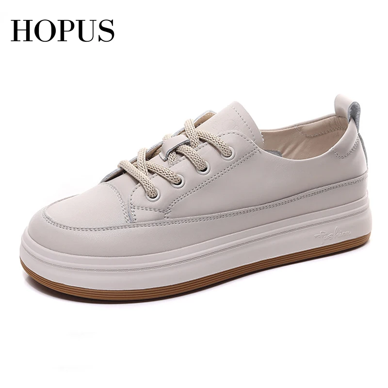 

HOPUS Sneakers Women Trends 2022 Fashion New Genuine Leather Flat Shoes Casual Breathable Soft Comfortable Platform Shoes Light