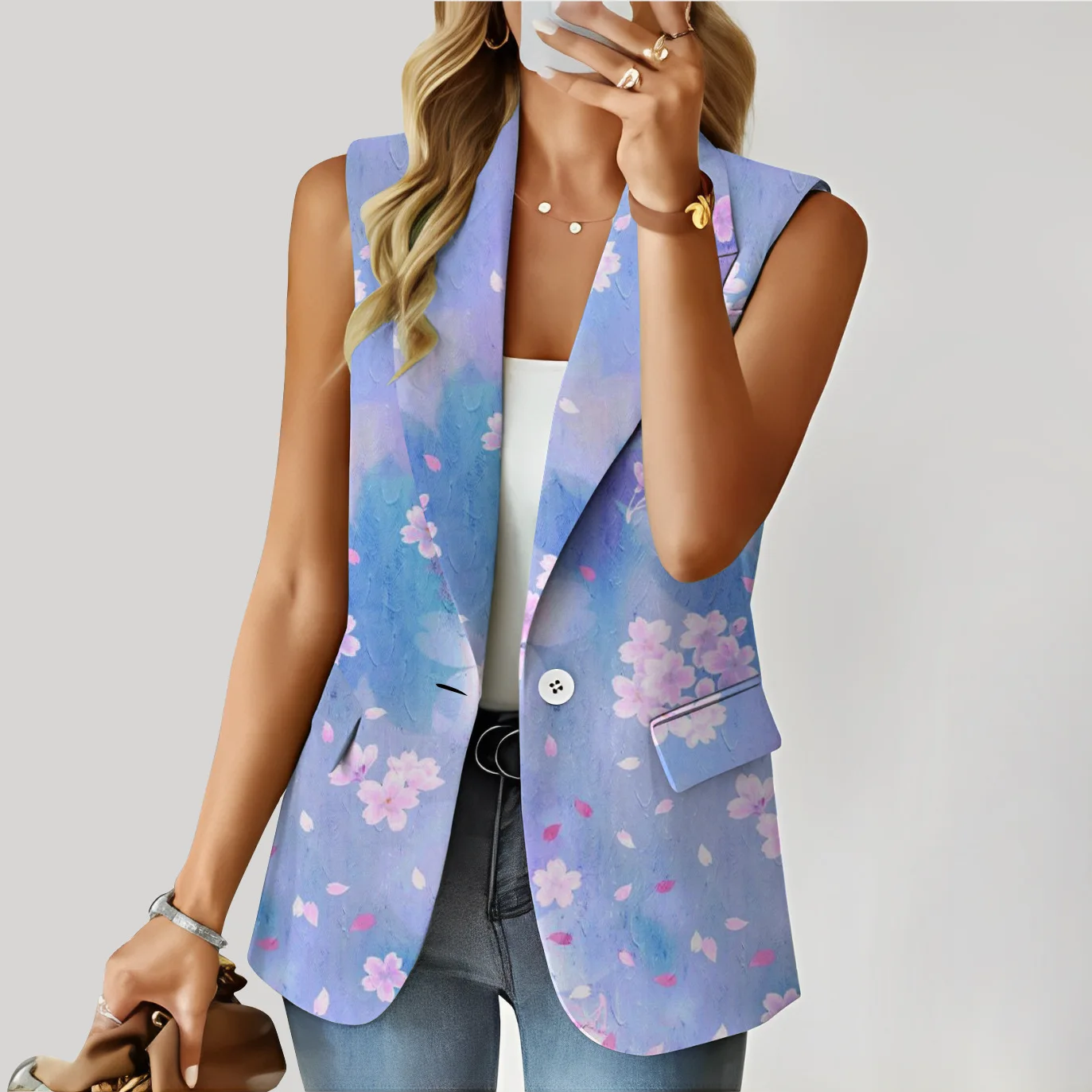 

Blazer for Women 2023 Spring/Summer New 3D Digital Printing Blazer Women Vest Coat Slim Fit Commuter Blazer Women Jacket