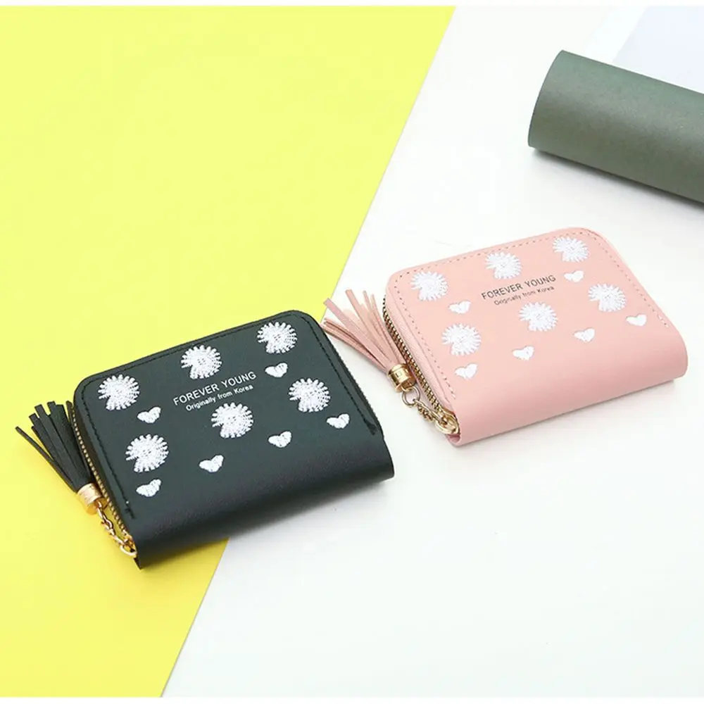 

Classic PU Leather For Girls Daisy Flower Multifunctional Korean Money Bag Small Coin Purse Card Holders Women Wallets