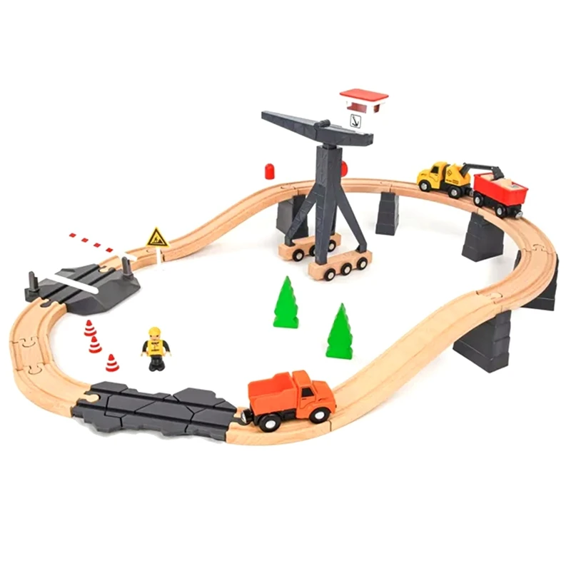 

Wooden Train Set Deluxe Kids Toy Train Set For 2 3 4 5 Year Old Boy, Train Track For Brio Melissa Orbrium