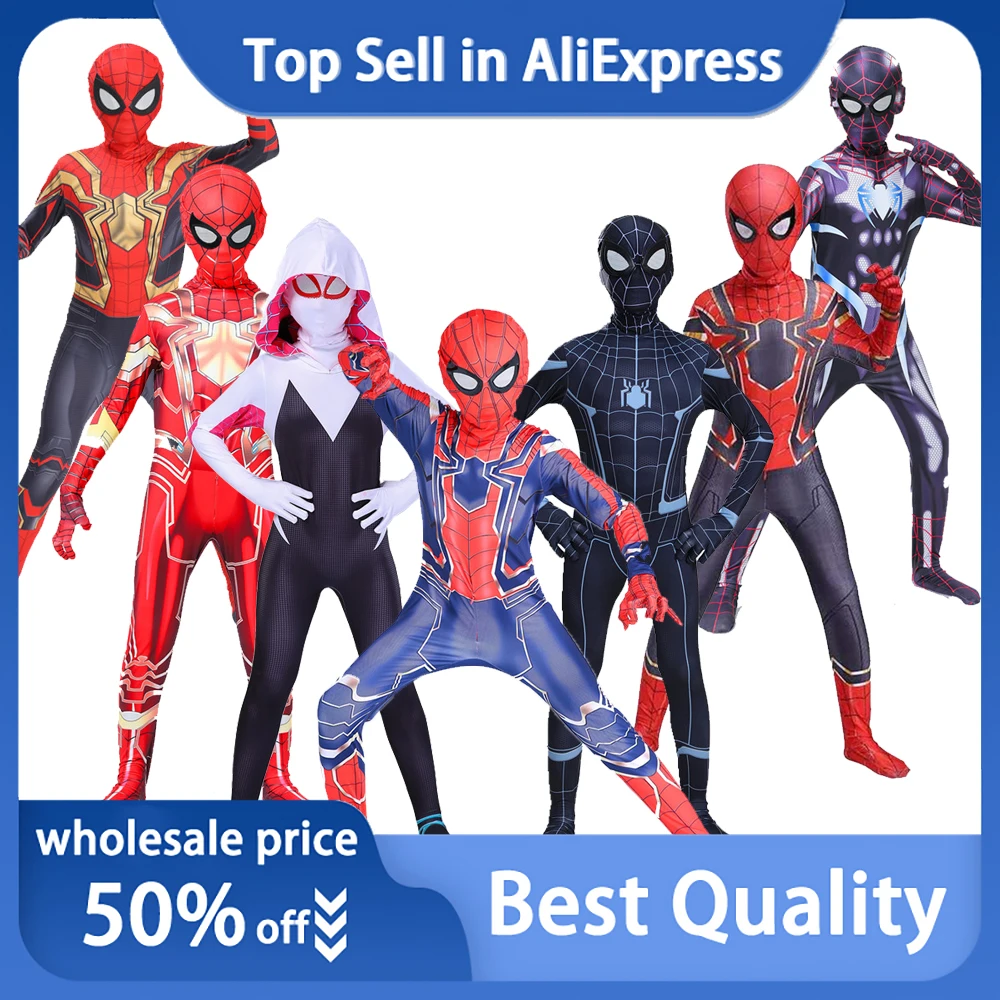 

Супергерой Человек-паук Железный человек Черная пантера Дэдпул Халк Косплей Костюм для детей