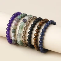oaiite 8mm natural stone strand bracelets tiger eye lapis lazuli healing bead energy bracelet elastic pulsera women men jewelry