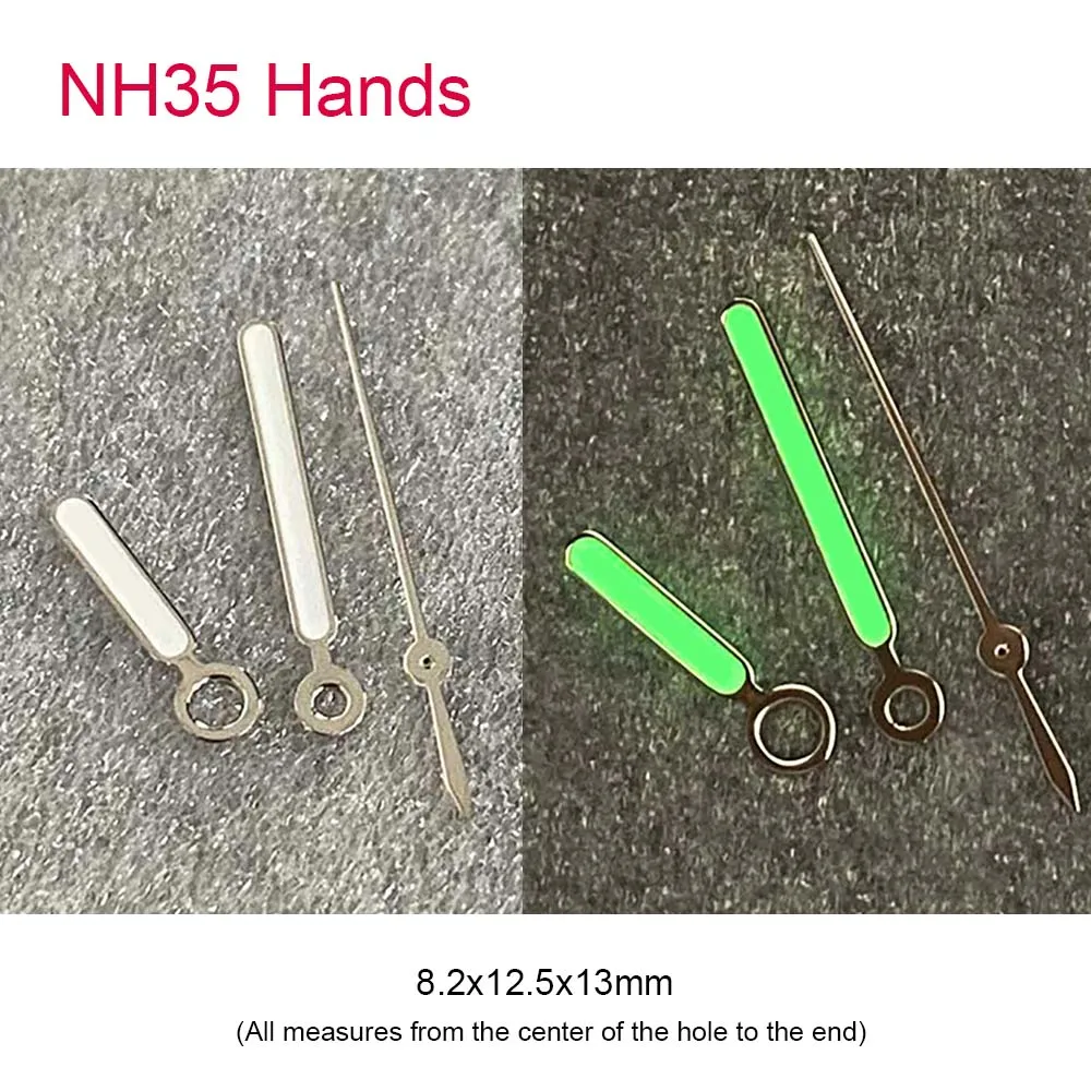 

New NH35 Hands Silver White Watch Hands Green Luminous Watch Pointers for NH35 NH36 4R Automatic Movement Accessories Parts