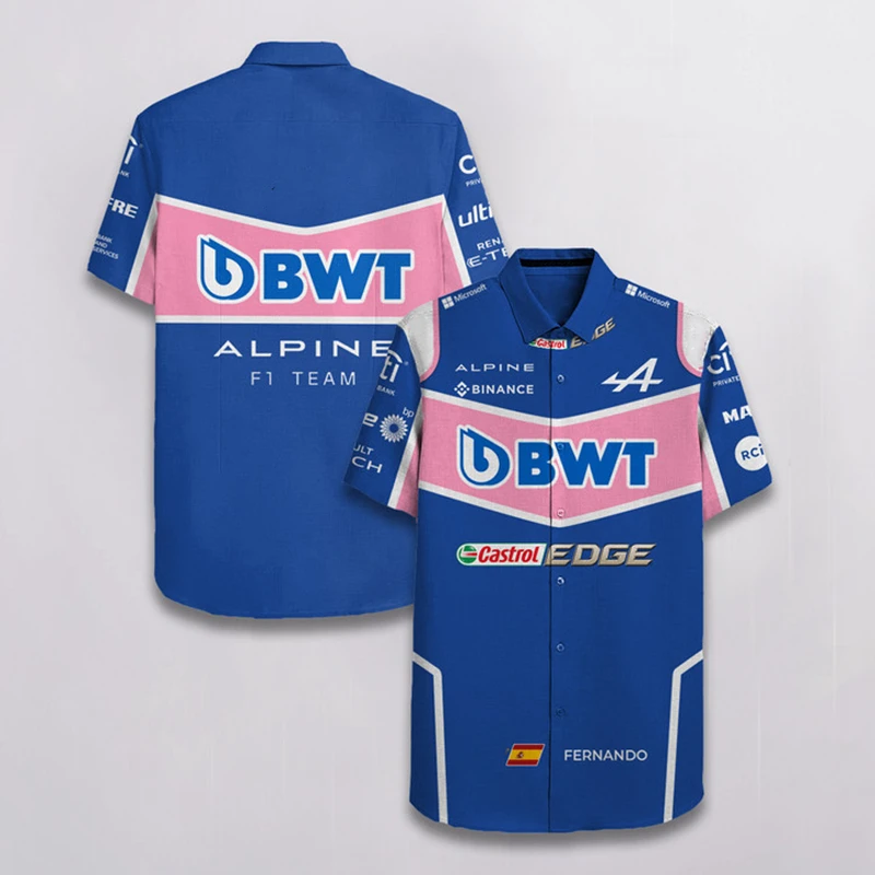 

2022 Summer New Men's Hawaiian T-Shirt, 3D Printed F1 ALPINE Racing Casual Oversized Top xxxxxxl