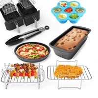 6pcs kitchen air fryer accessory set grill pizza pan baking mould cake tool for double pan bbq baking mould cake tools