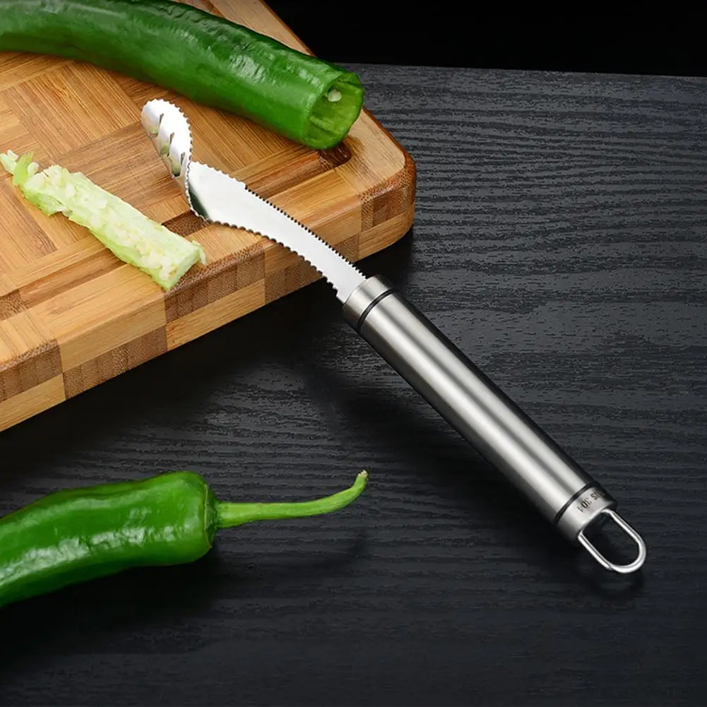 

Stainless Steel Cut Pepper To Core Household Tiger Skin Green Pepper Seeded Vegetable Slicer Tomato Core Remover Deseeder Tool
