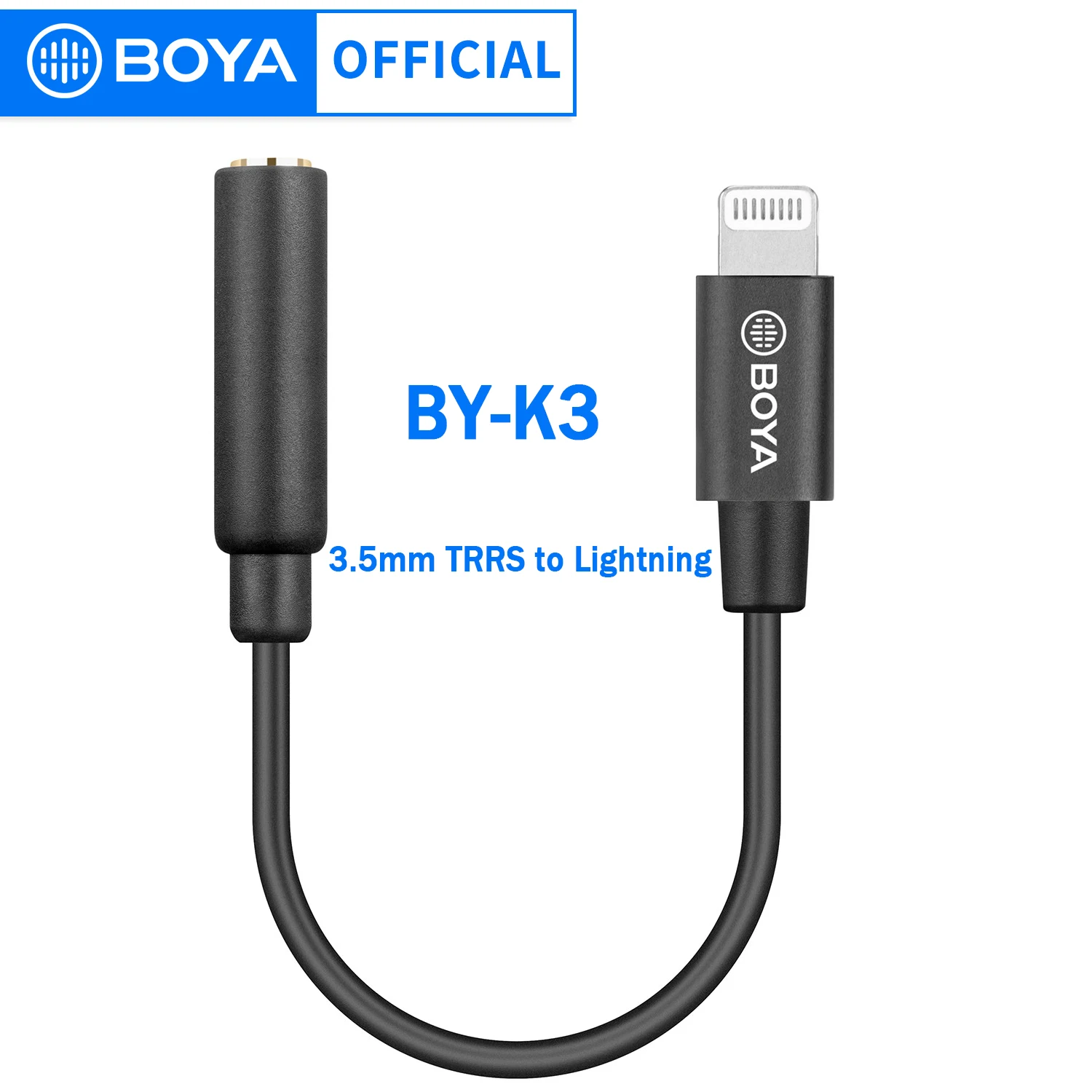 BOYA BY-K3 3.5mm TRRS(Female) to Lightning(Male) MFi Certified Audio iPhone Mic Adapter for iPhone iPad iOS Devices Earphone