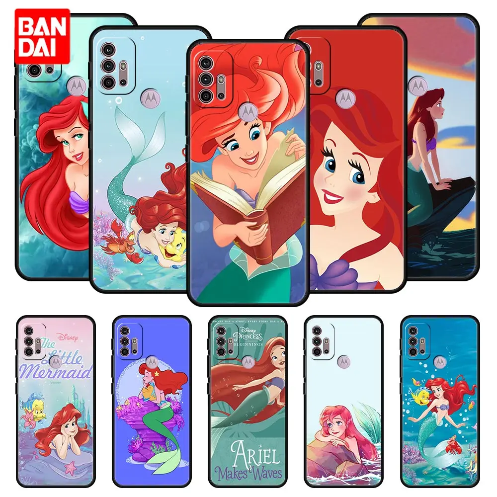

Cover Case for Motorola Moto G30 G50 G60 G8 G9 G200 G31 G60s Power Plus Play Lite Bag Capa Little Mermaid Disney Ariel Princess