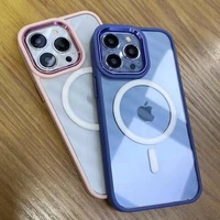 for apple iphone 12 pro max metal lens silicone phone case magsafe magnetic suction for iphone 13 pro max anti fall classic