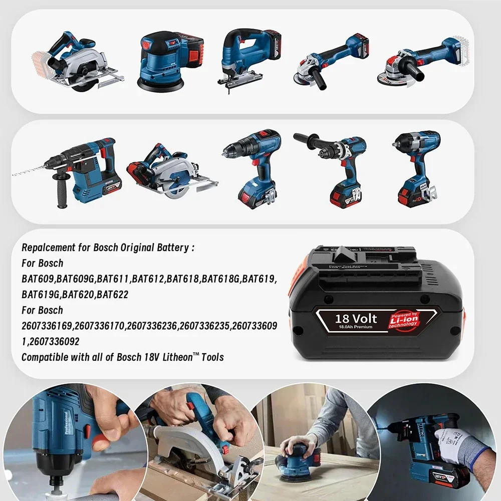 Высокопроизводительная литий-ионная батарея SU 18 Ач для BOSCH В GBA18V Professional GBA GSR GSB BAT609