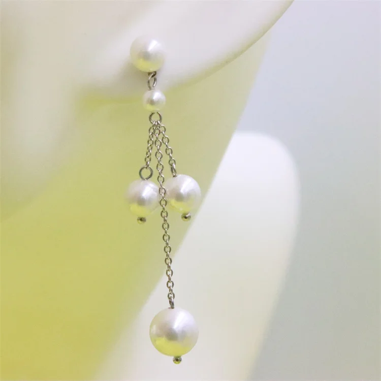 

ZFSILVER Trend Fashion Shell Pearl Earrings Female Lady Real 925 Sterling Silver Jewelry Handmade Dangle Ball Tassel For Women