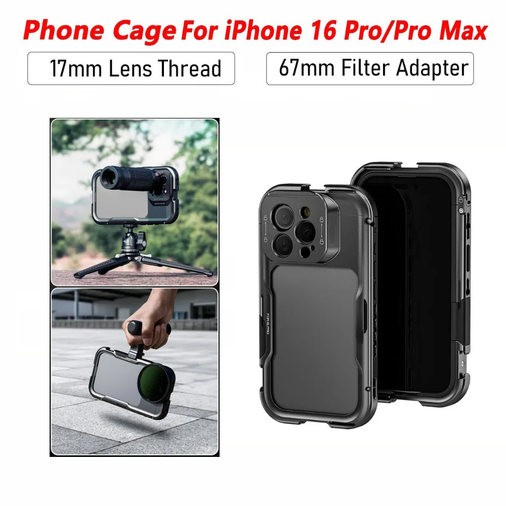 Для Iphone 16 Pro Max T Mount с резьбой 17 мм металлическая клетка для телефона 67 резьбовой