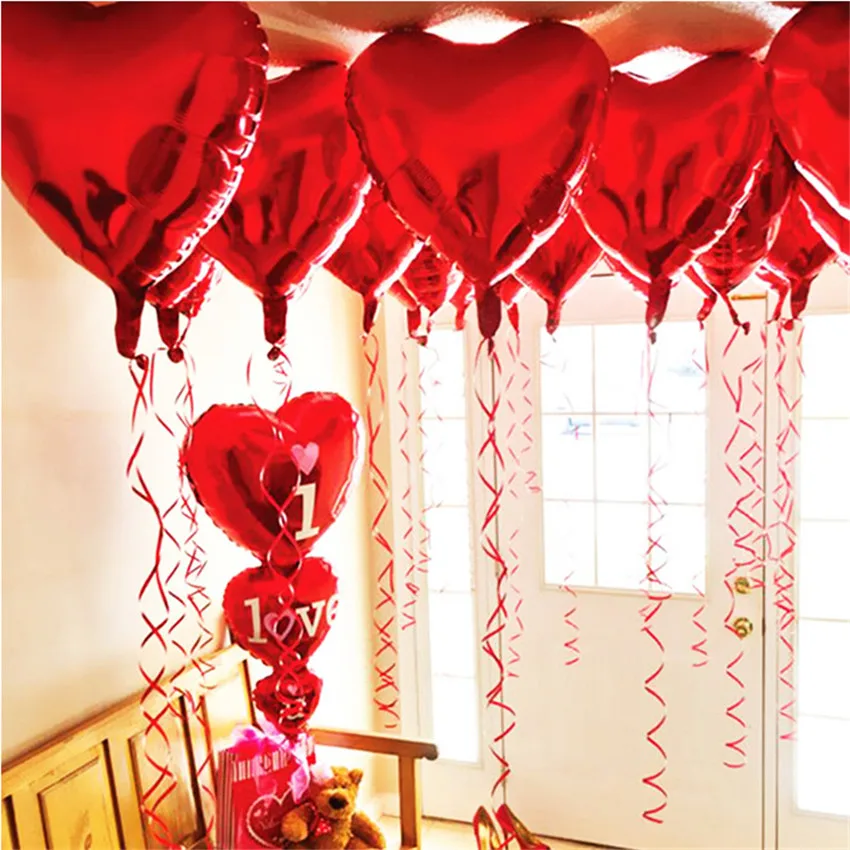 

20pcs Event Balloons 18inch Heart Shaped Foil Balloon Large love wedding Happy Bithday Party Decoration Globos Air Ballons