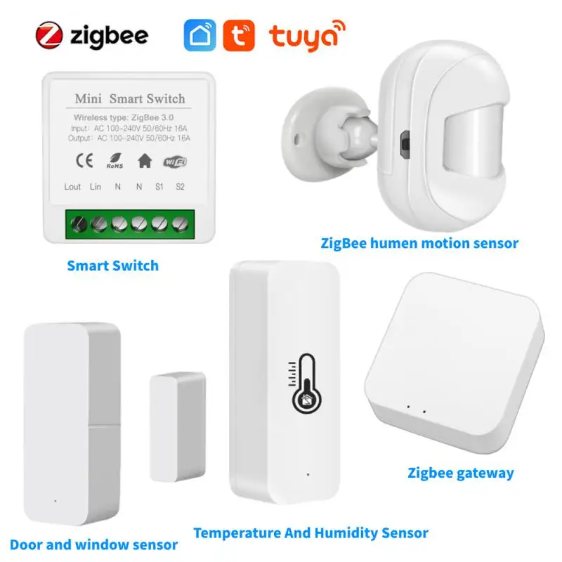

Датчик двери и окна Tuya Zigbee для умного дома/датчик температуры и влажности/датчик движения человека/шлюз Zigbee Smart Life