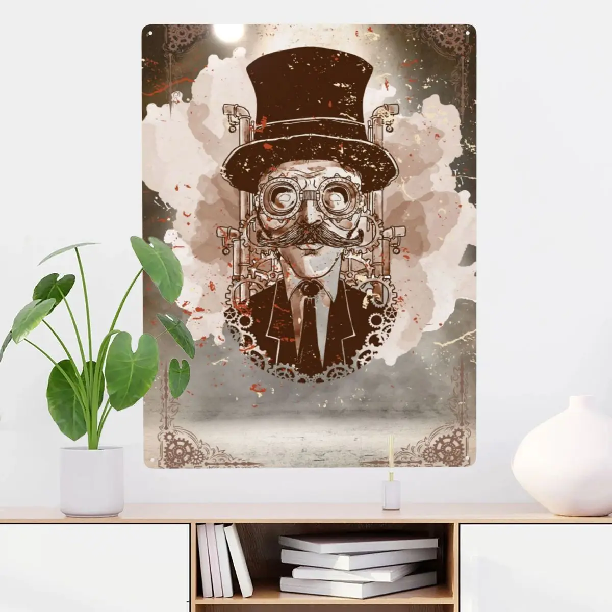 

Винтажный металлический жестяной знак в стиле стимпанк доктор Декор 12x16 дюймов просверленные отверстия для создания атмосферы гараж