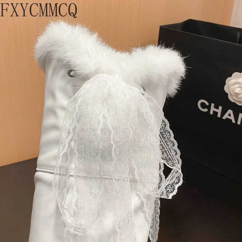 FXYCMMCQ 2022 Autumn/Winter Round Toe High-heeled Thick Velvet Elastic Boots Temperament All-match High-heeled Women's BootsF633