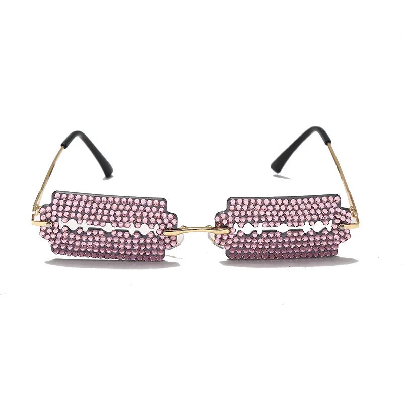 

Personality Hollow out Diamond Blade Decorative Glasses Catwalk Funny Decorative Glasses TikTok Glasses