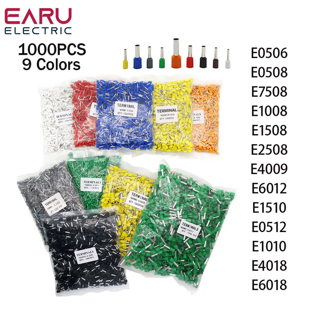 1000 шт./упаковка, Изолированные наконечники для клеммной колодки