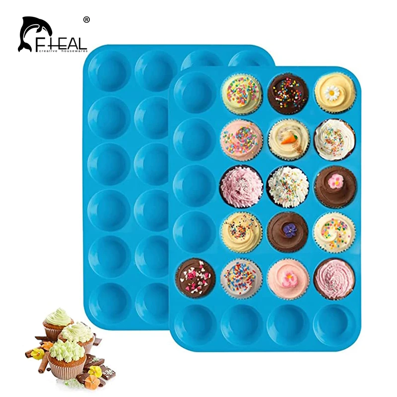 

FHEAL 12/24 Holes Mini Muffin Cupcake Pan Nonstick Silicone Molds DIY Cookies Fondant Pudding Baking Tool Kitchen Accessories