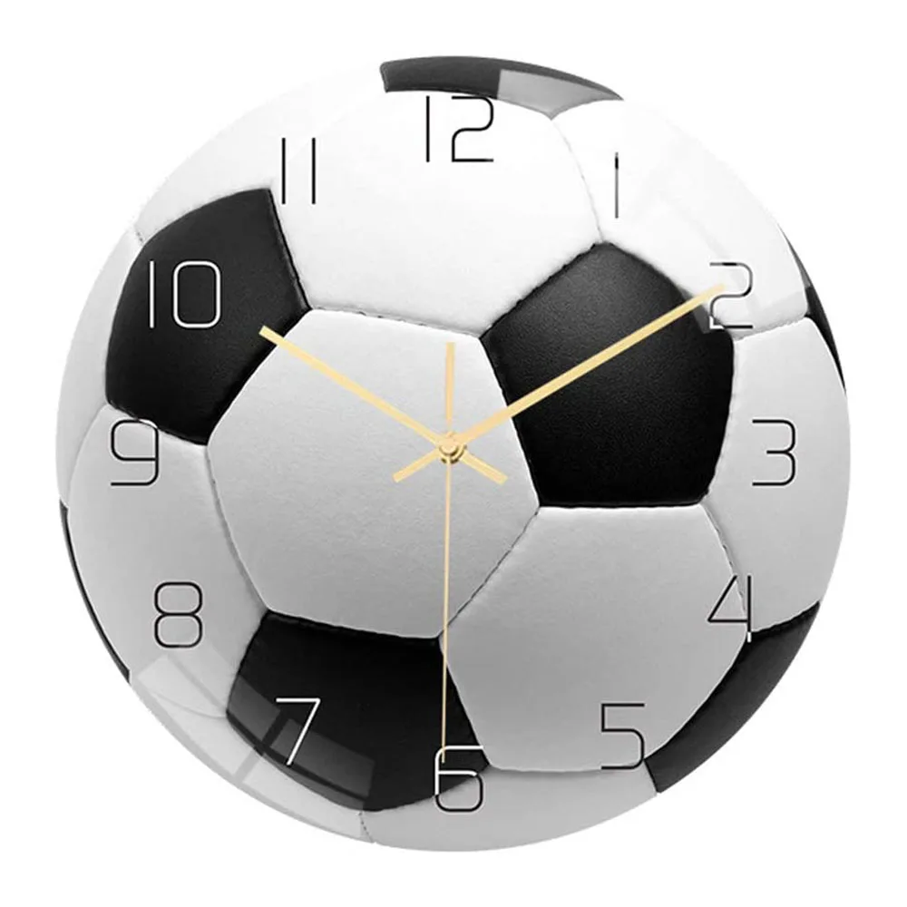 

Soccer Acrylic Silent Wall Clock Bedroom Living Room Alarm Clock Birthday Christmas Gifts Present for Kids Room Decor