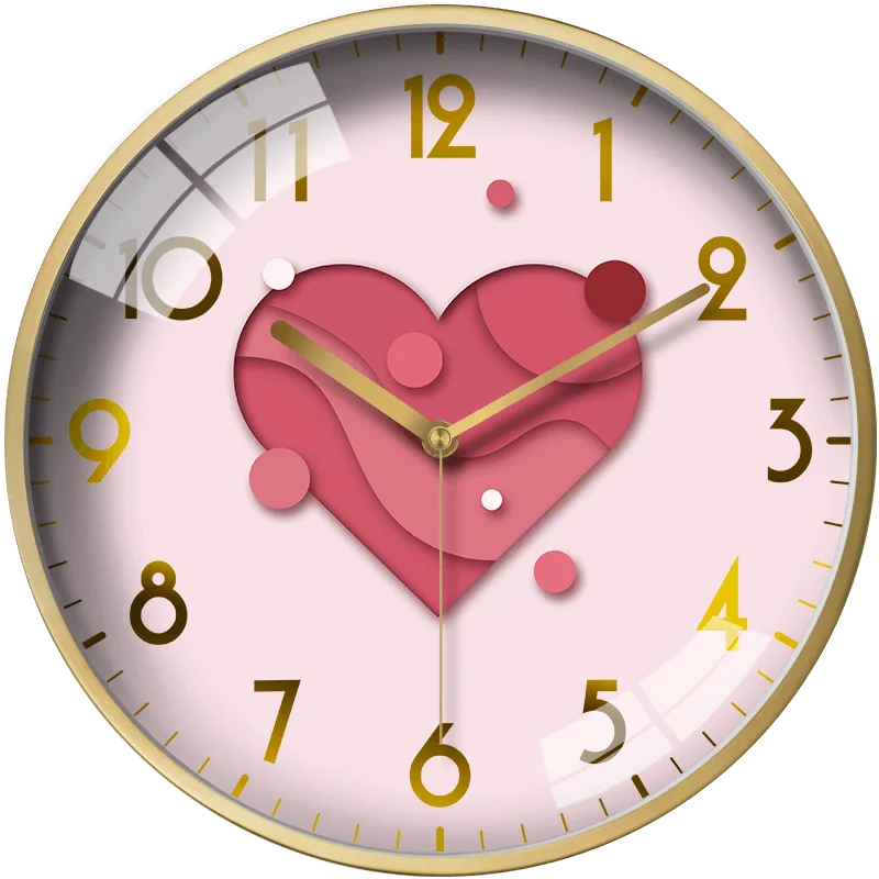 

Gold Wall Clock Metal Wall Decorations Living Room Creative Bedroom Heart Modern Wall Watches Horloge Home Decor