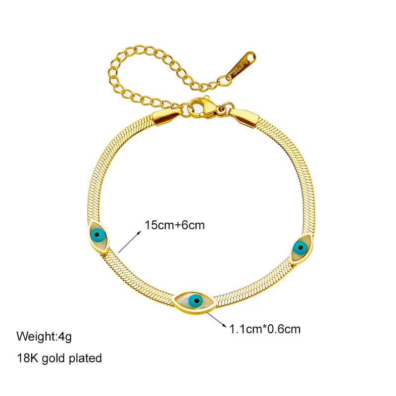 DIEYURO 316L Stainless Steel Blue Eye Charm Bracelet for Women Rustproof Gold Color Girls Wrist Jewelry Party Wedding Gifts