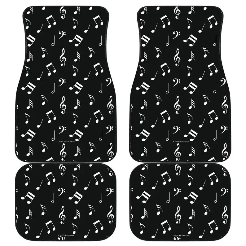 

Musical Notes Design #1 (Black) Car Floor Mats Set (2 x Front, 2 x Back) - Great Gift For Musicians, Music Lovers, And Music Tea