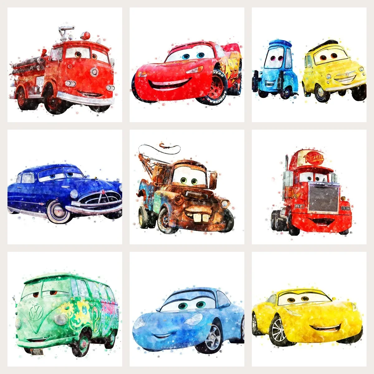 

Картина на холсте Disney, акварельные плакаты, тачки, Молния Маккуин, буксир, мат, интерьер для гостиной, детской комнаты, украшение для дома