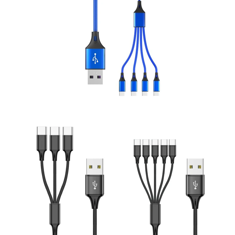 

Универсальный зарядный кабель USB-кабель-разветвитель C 3/4/5 в 1 Шнур для быстрой зарядки с разъемом 3/4/5 Type-C для телефонов