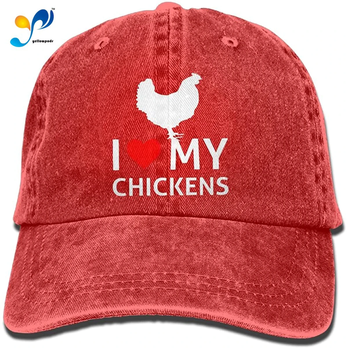 

Hats For Women FS&DMhcap I Love My Chickens Unisex Adjustable Cotton Denim Hat Washed Retro Gym Hat Cap Hat Red