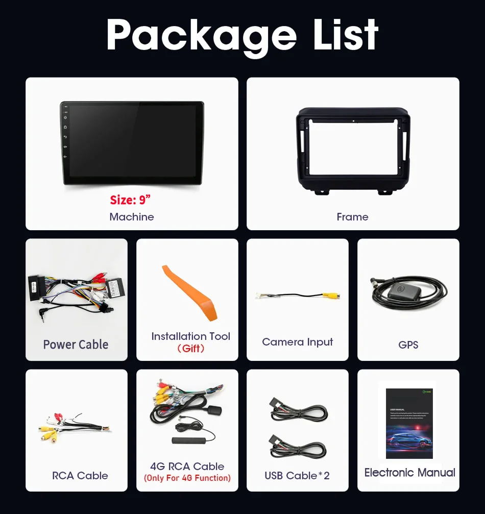 Автомобильное радио Android 13 для Jeep Wrangler 4 JL 2018-2019 5G WIFI IPS сенсорный экран 9