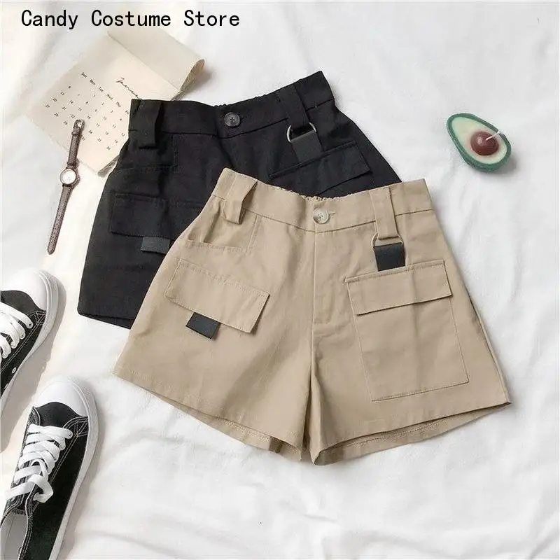 Women Streetwear Cargo Shorts Cool Fashion Summer Casual High Waist Clothes Korean Style Loose Cozy Ulzzang Students Daily Mujer